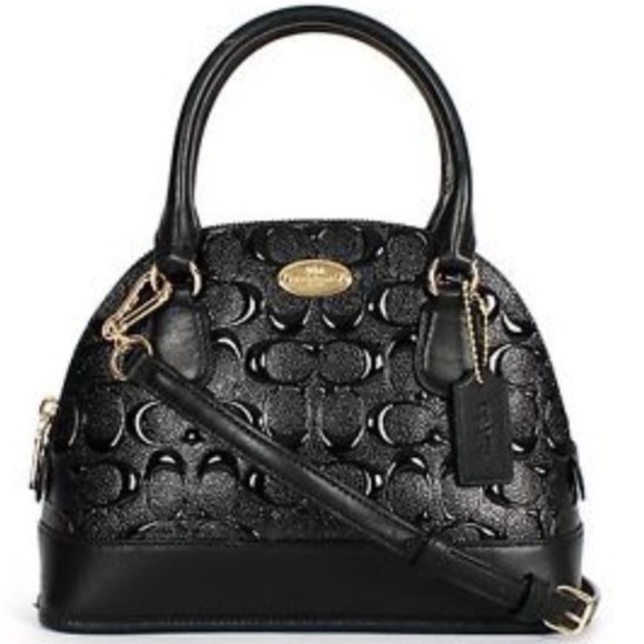 Coach Handbags - Coach Black embossed Leather Mini Bag